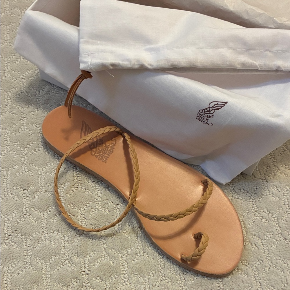 Ancient Greek Sandals Neutral Braided Leather Sandals